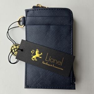 Lionel Navy Blue Slim Card Holder & Zip Wallet